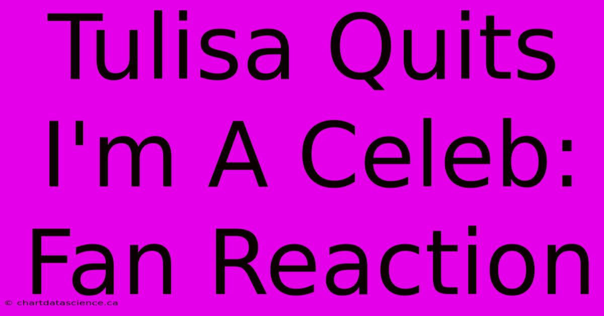 Tulisa Quits I'm A Celeb: Fan Reaction