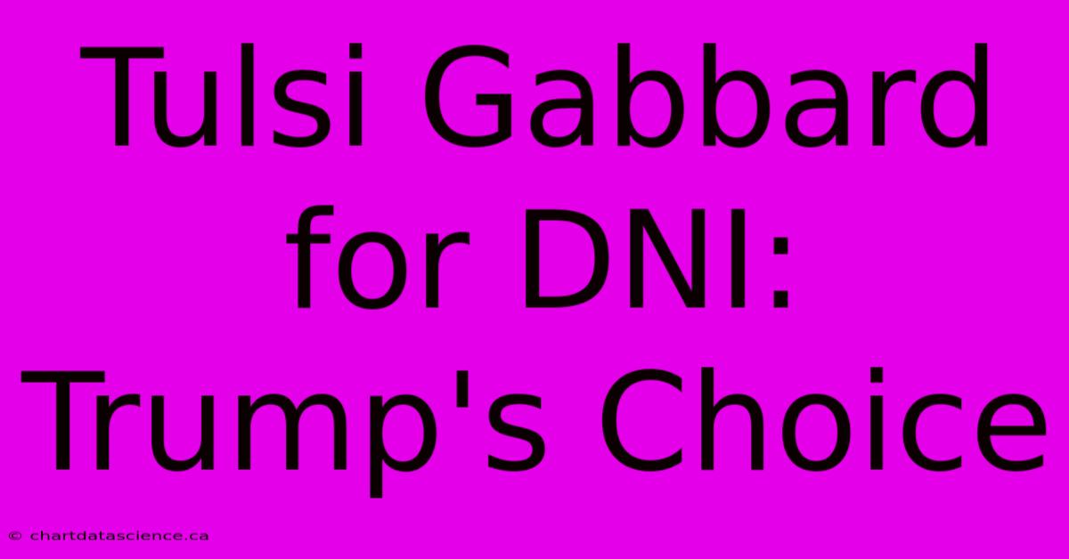 Tulsi Gabbard For DNI: Trump's Choice