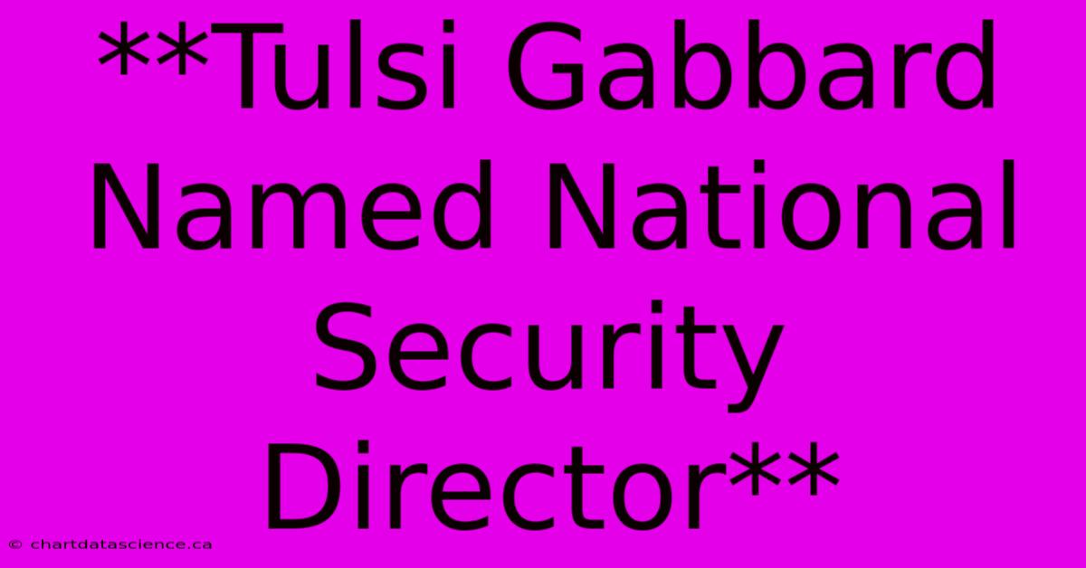 **Tulsi Gabbard Named National Security Director**