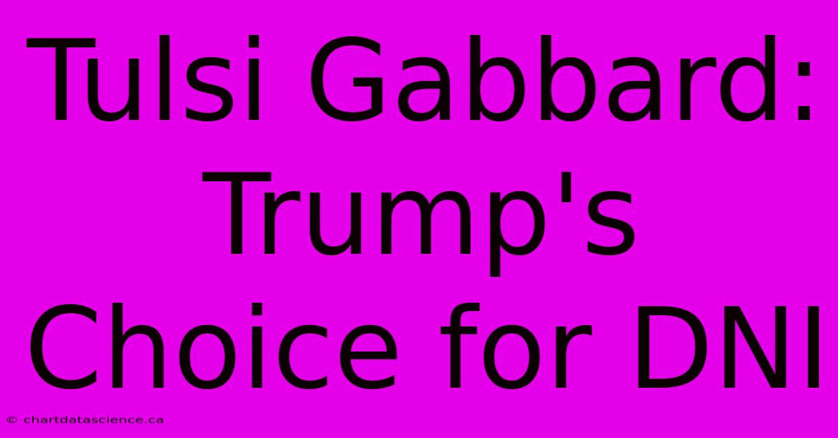 Tulsi Gabbard: Trump's Choice For DNI