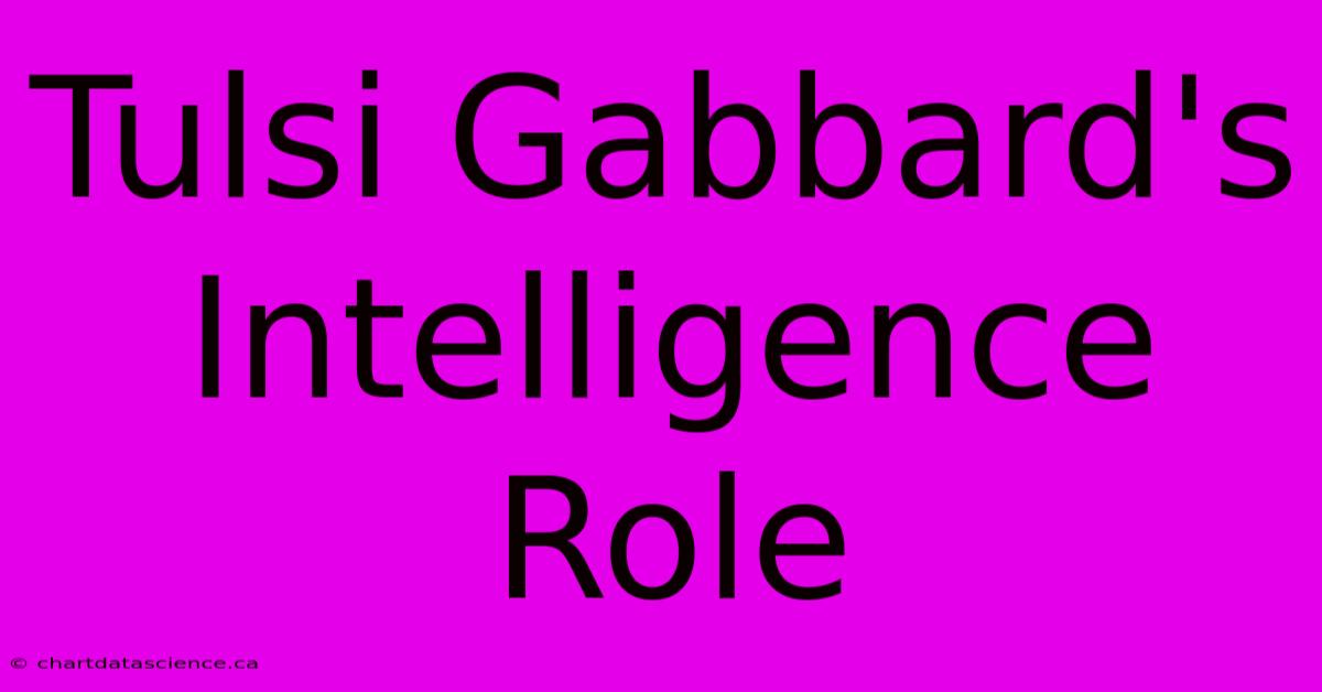 Tulsi Gabbard's Intelligence Role