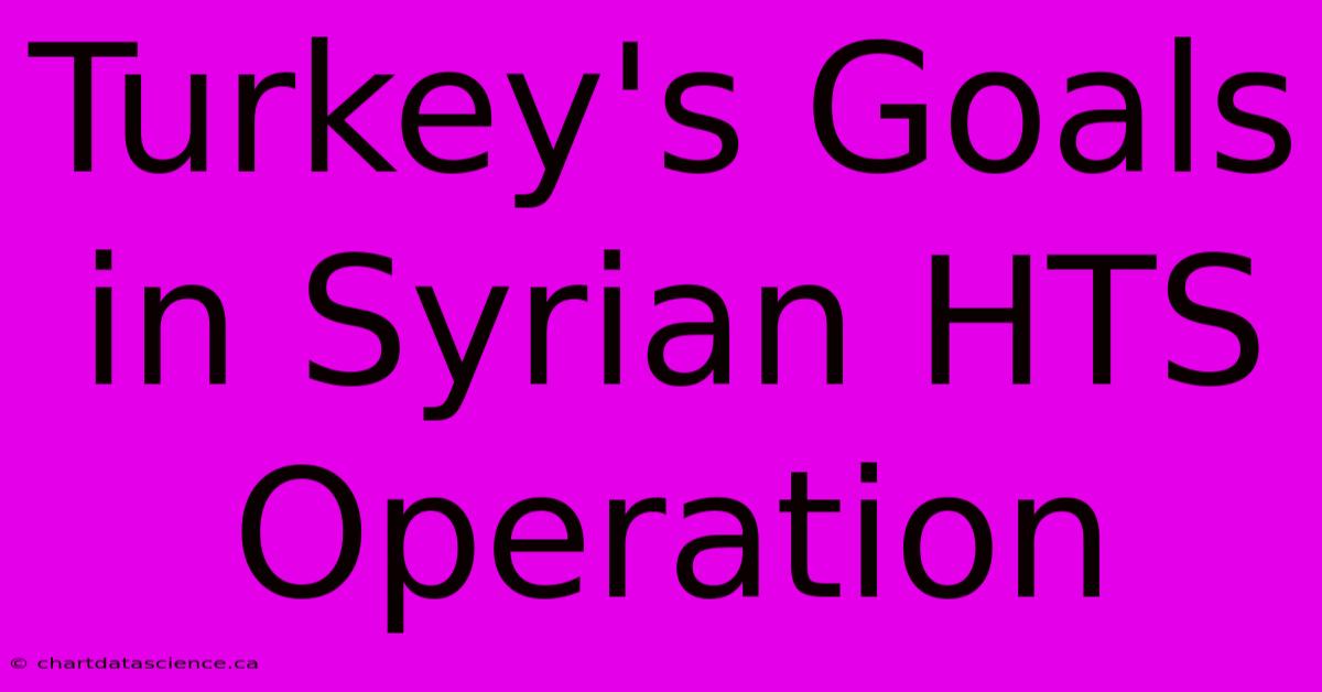 Turkey's Goals In Syrian HTS Operation