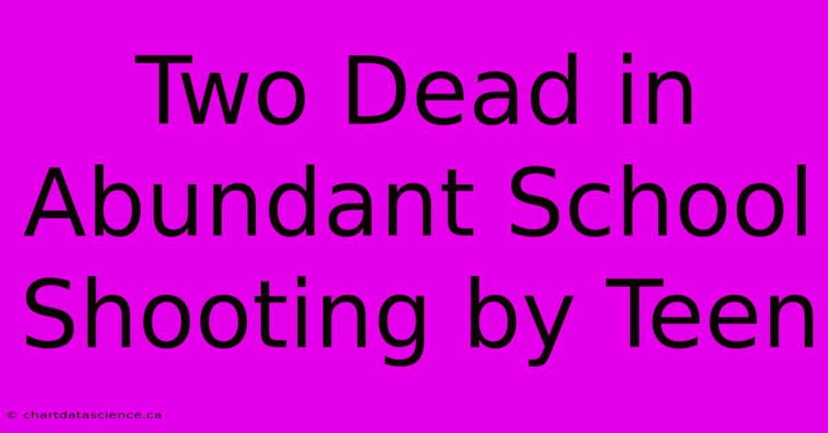 Two Dead In Abundant School Shooting By Teen