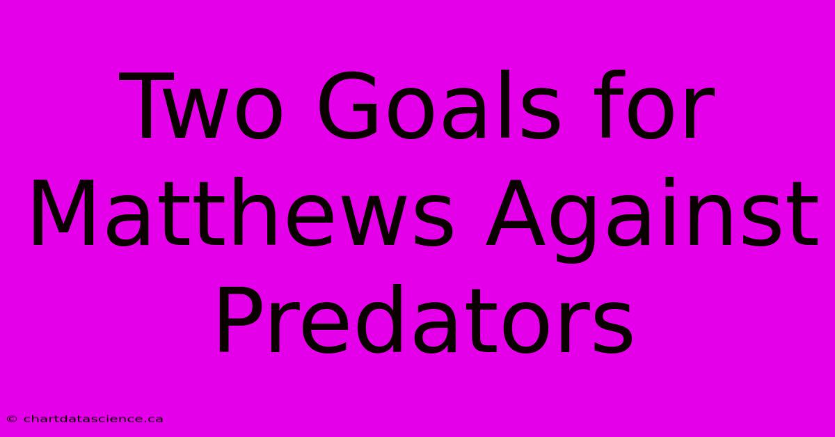 Two Goals For Matthews Against Predators