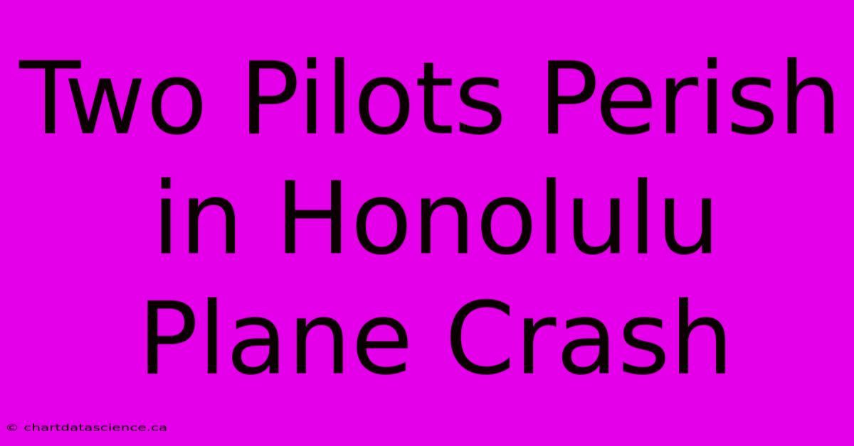 Two Pilots Perish In Honolulu Plane Crash