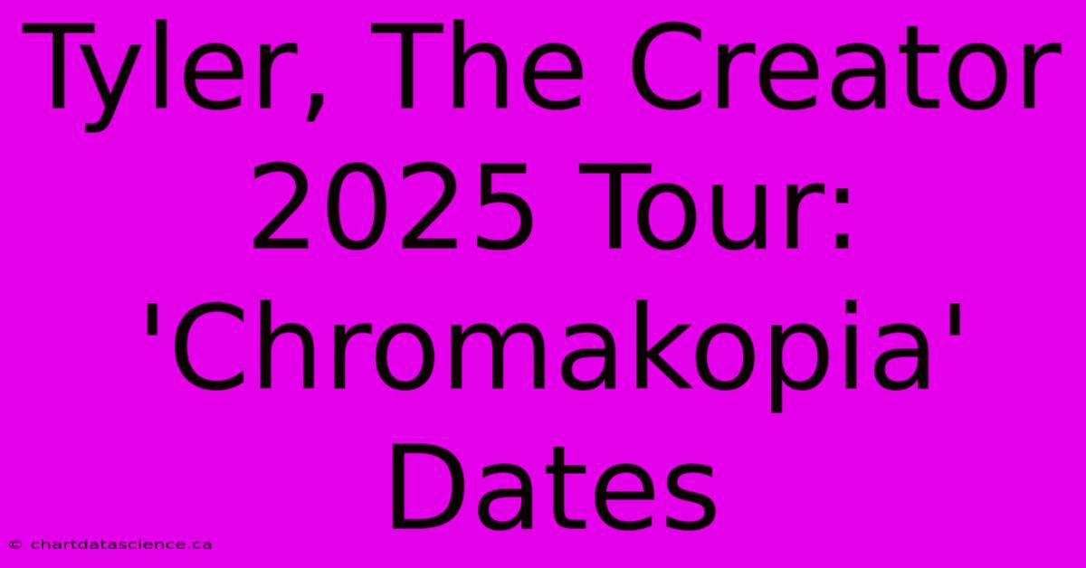 Tyler, The Creator 2025 Tour: 'Chromakopia' Dates