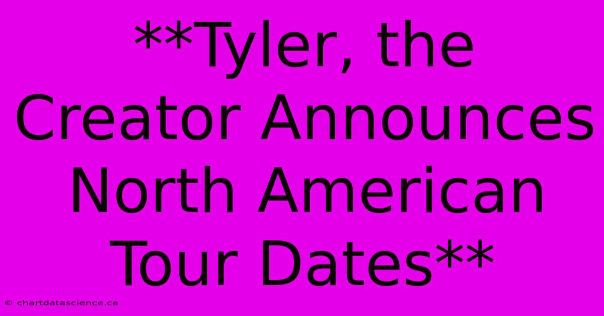 **Tyler, The Creator Announces North American Tour Dates**