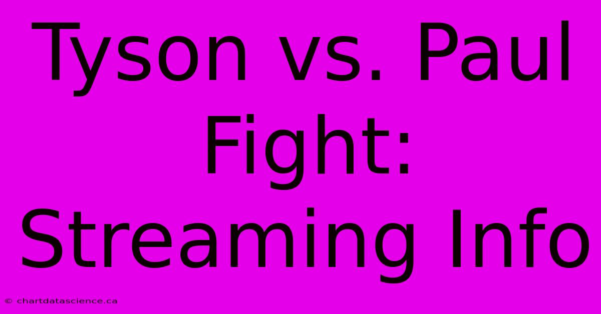 Tyson Vs. Paul Fight: Streaming Info