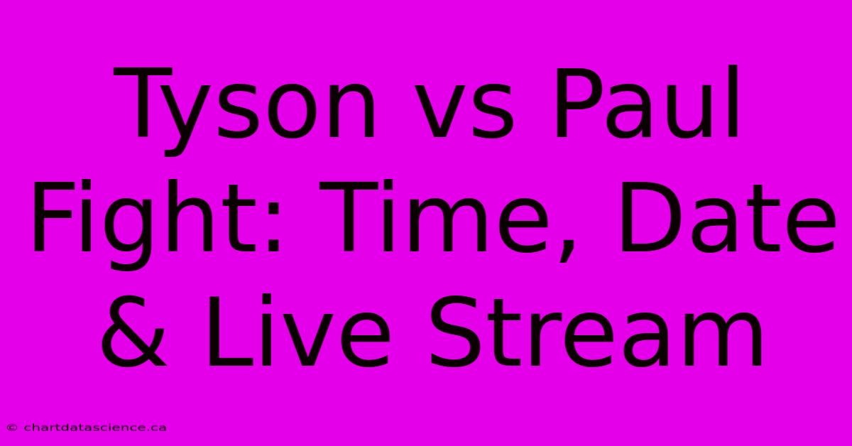 Tyson Vs Paul Fight: Time, Date & Live Stream