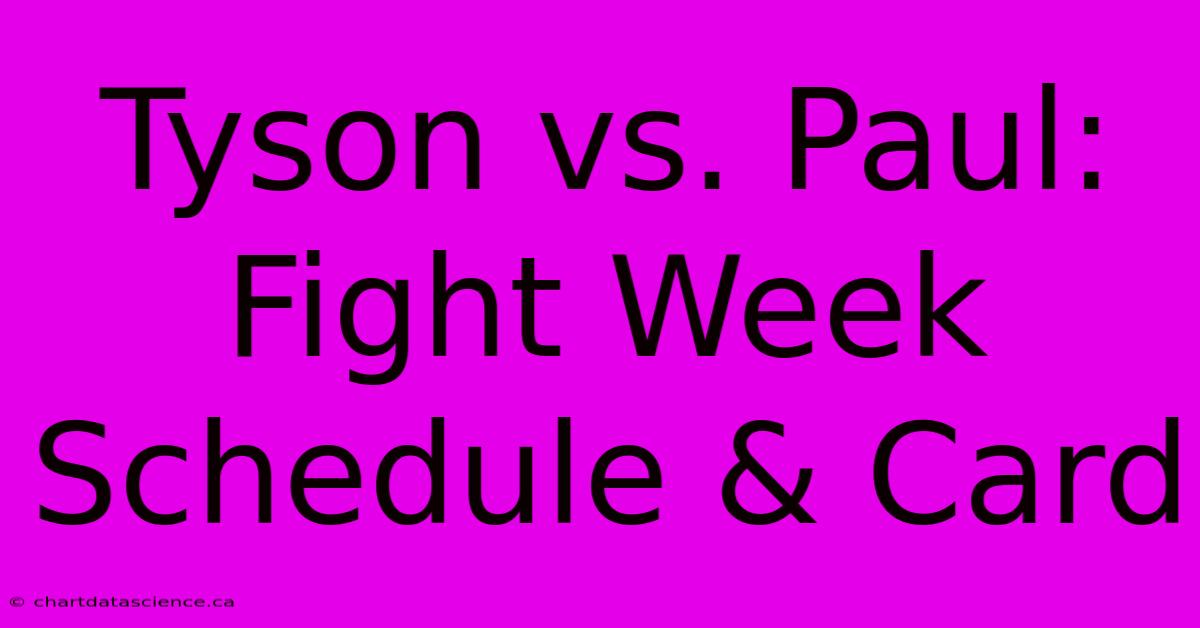 Tyson Vs. Paul: Fight Week Schedule & Card