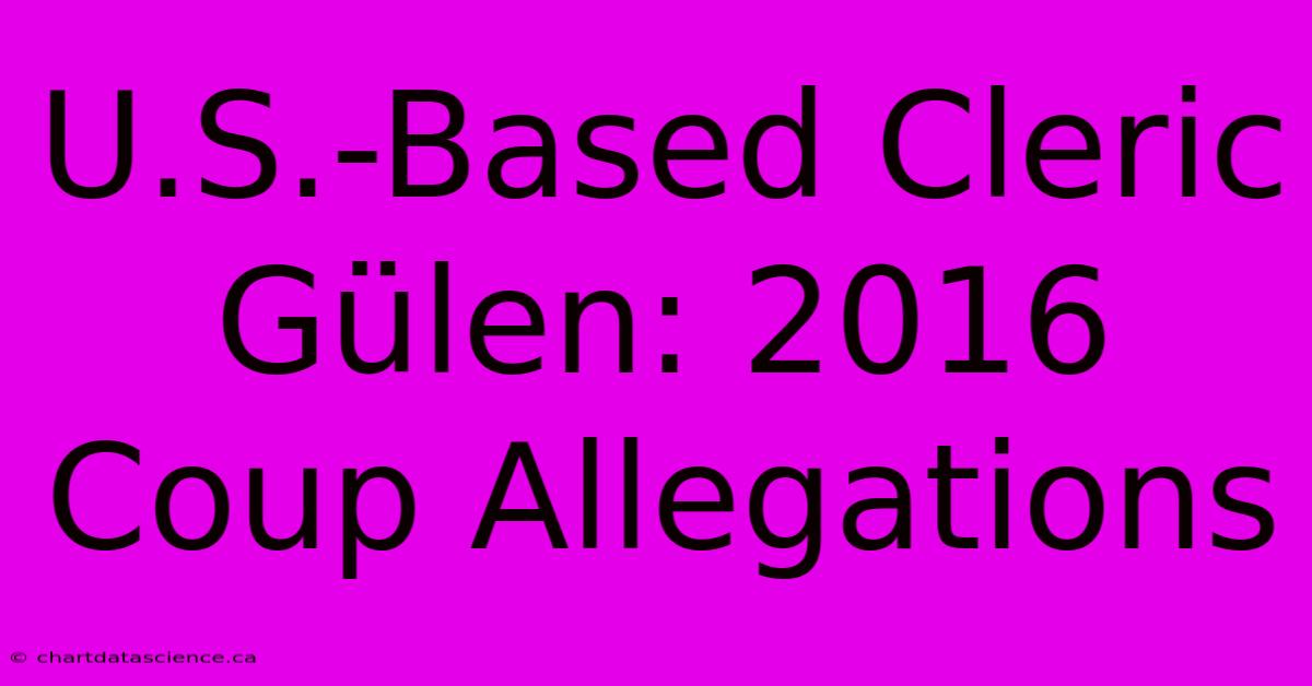 U.S.-Based Cleric Gülen: 2016 Coup Allegations