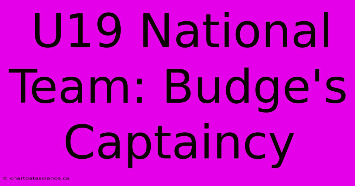 U19 National Team: Budge's Captaincy