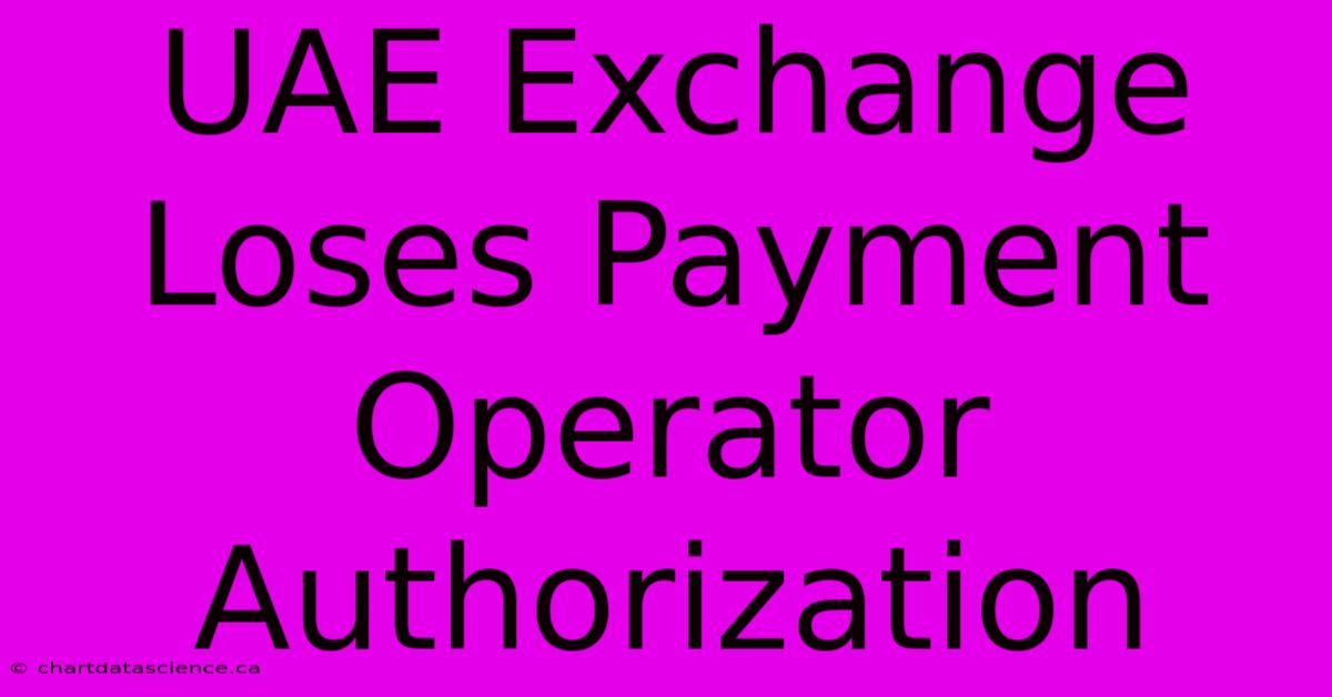 UAE Exchange Loses Payment Operator Authorization 