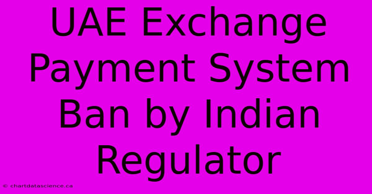 UAE Exchange Payment System Ban By Indian Regulator 