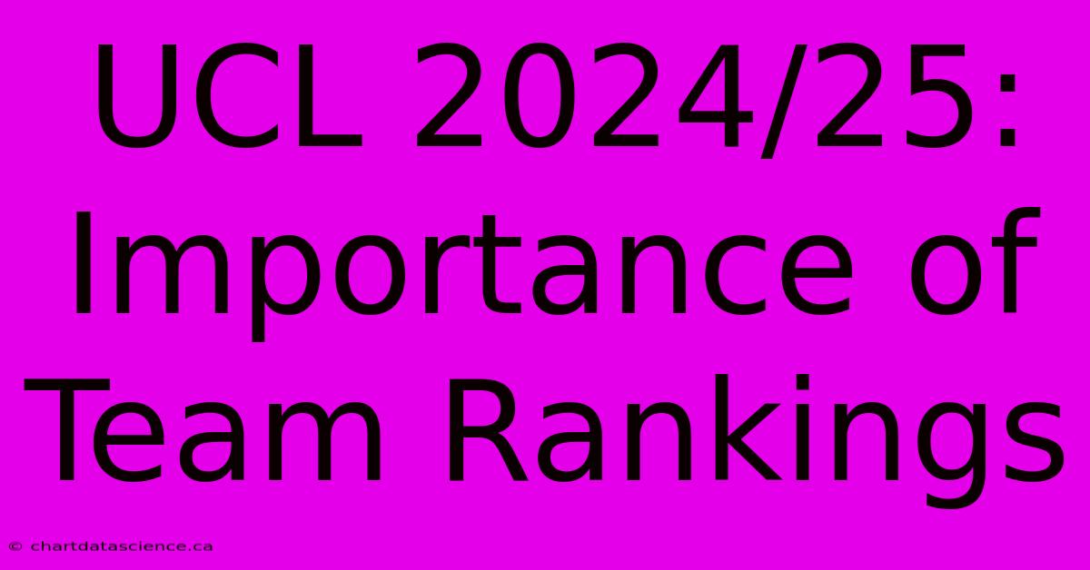 UCL 2024/25: Importance Of Team Rankings