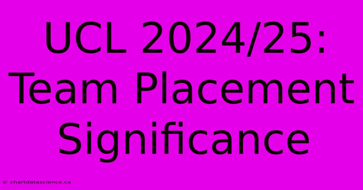 UCL 2024/25:  Team Placement Significance