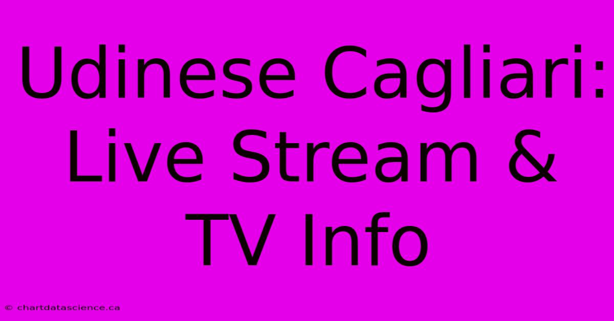 Udinese Cagliari: Live Stream & TV Info 