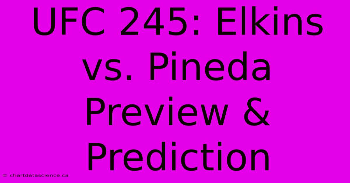 UFC 245: Elkins Vs. Pineda Preview & Prediction