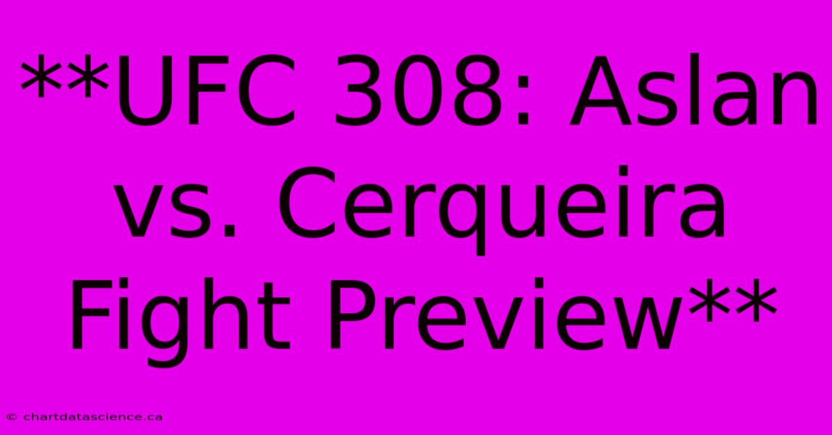 **UFC 308: Aslan Vs. Cerqueira Fight Preview**