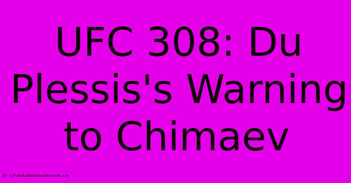 UFC 308: Du Plessis's Warning To Chimaev