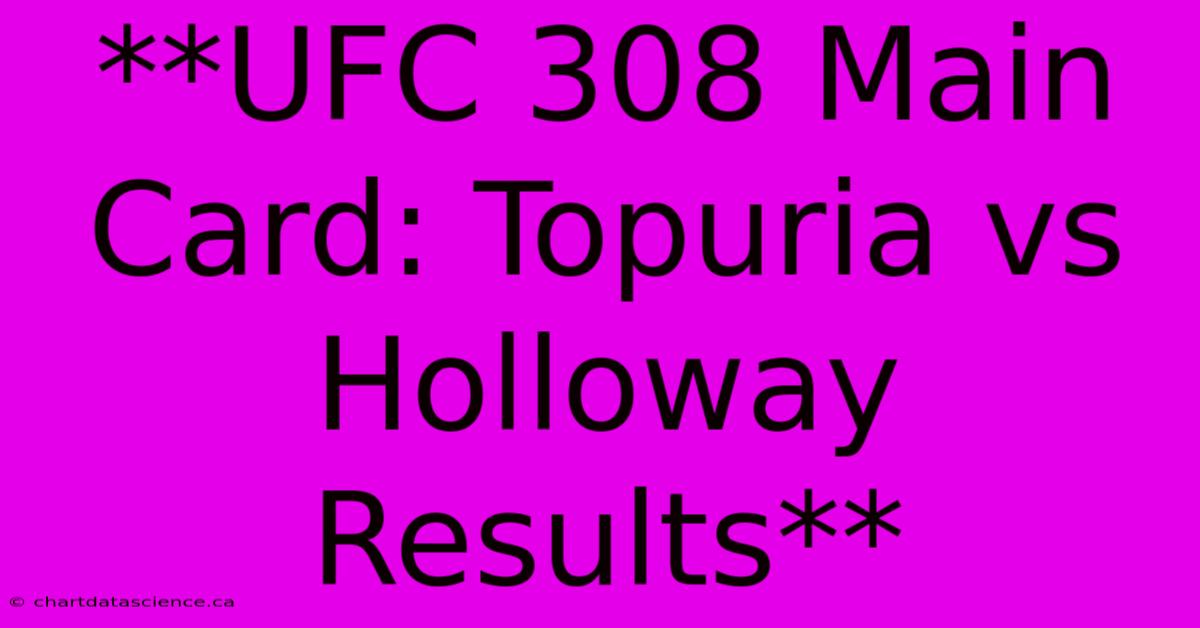 **UFC 308 Main Card: Topuria Vs Holloway Results**