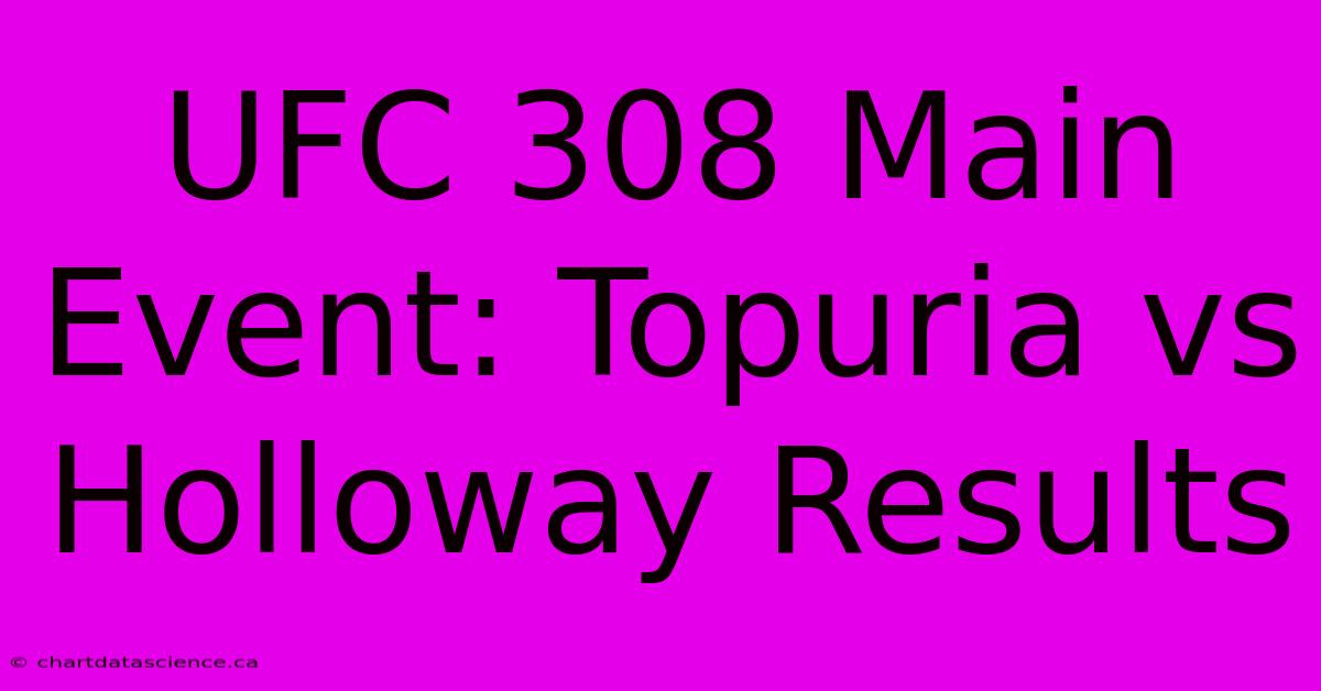 UFC 308 Main Event: Topuria Vs Holloway Results