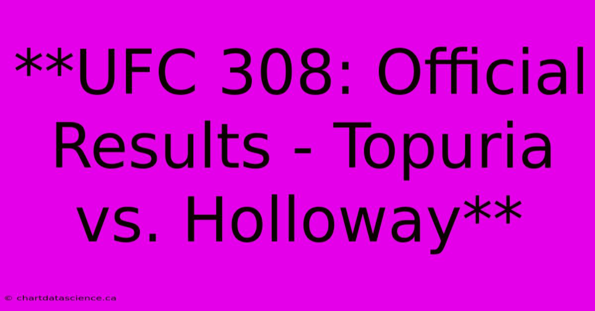 **UFC 308: Official Results - Topuria Vs. Holloway**