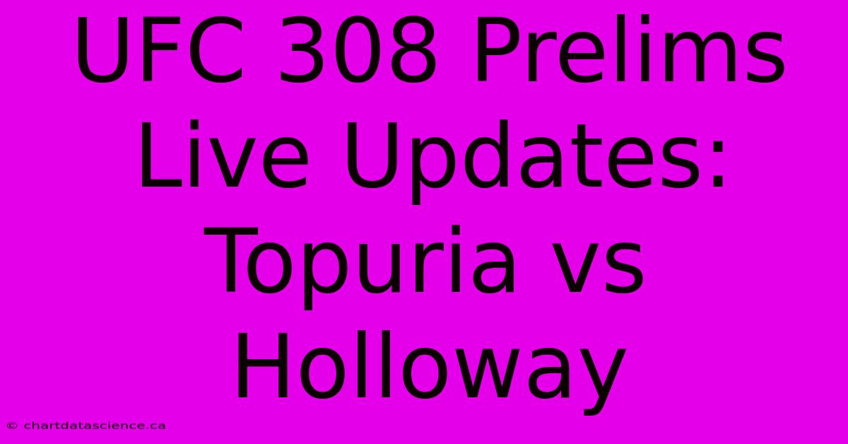 UFC 308 Prelims Live Updates: Topuria Vs Holloway