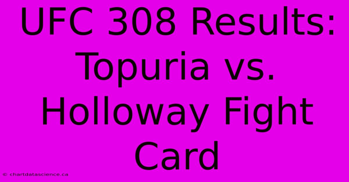 UFC 308 Results: Topuria Vs. Holloway Fight Card