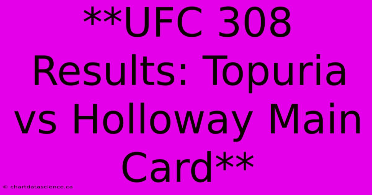 **UFC 308 Results: Topuria Vs Holloway Main Card**