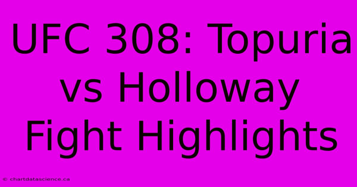 UFC 308: Topuria Vs Holloway Fight Highlights