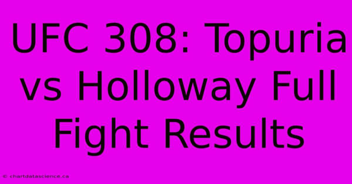 UFC 308: Topuria Vs Holloway Full Fight Results