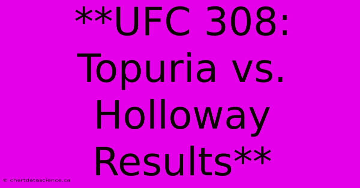 **UFC 308: Topuria Vs. Holloway Results**