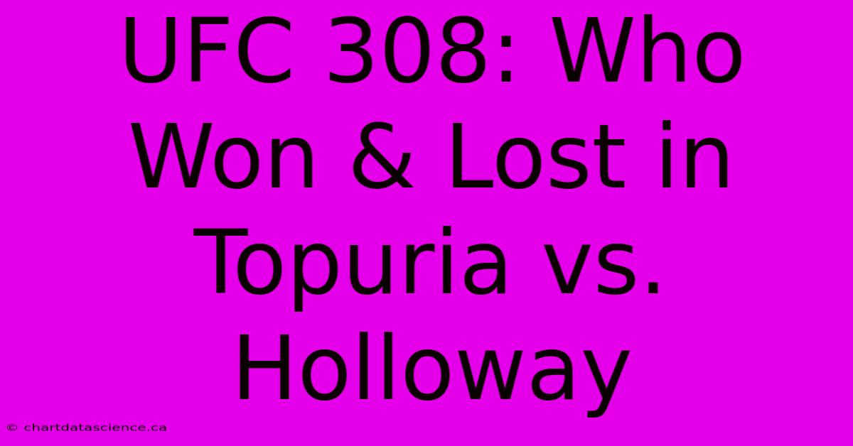 UFC 308: Who Won & Lost In Topuria Vs. Holloway