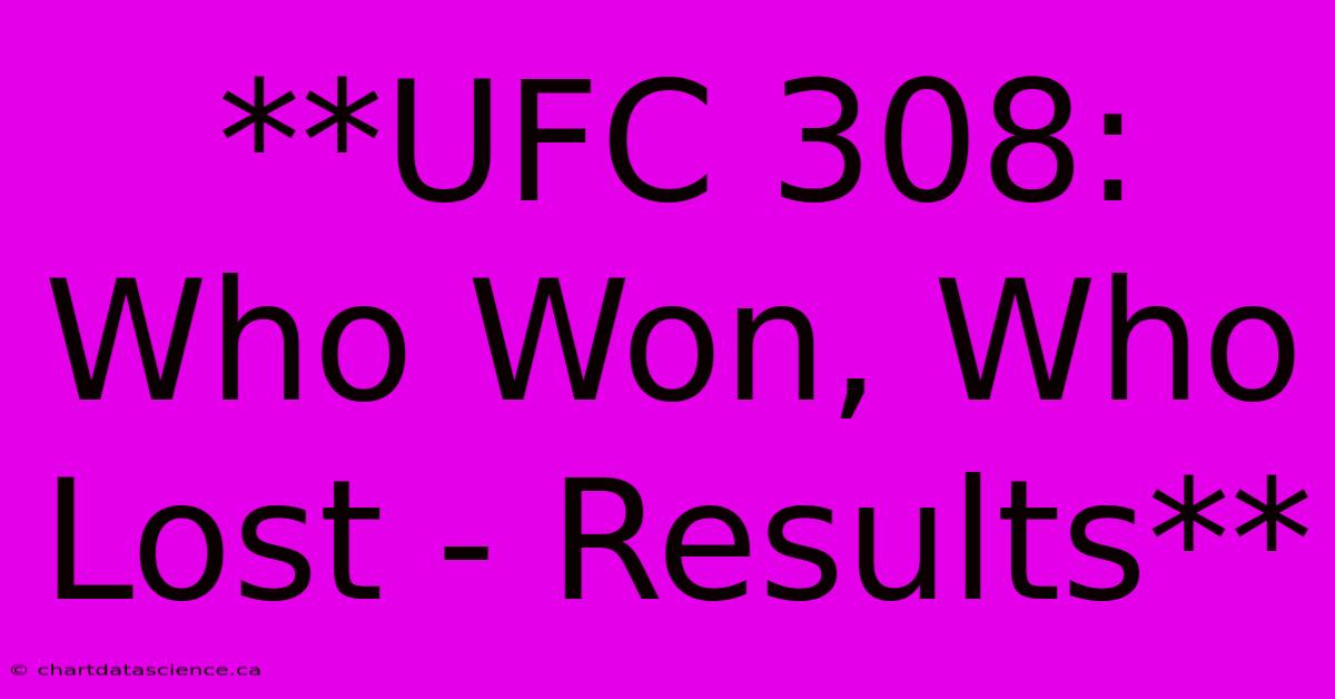 **UFC 308: Who Won, Who Lost - Results**