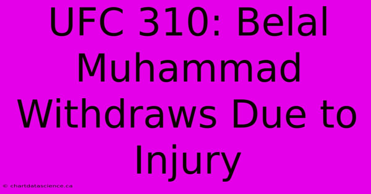 UFC 310: Belal Muhammad Withdraws Due To Injury