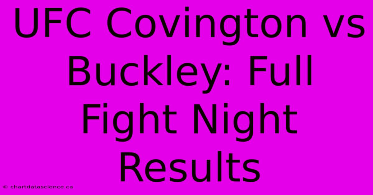 UFC Covington Vs Buckley: Full Fight Night Results