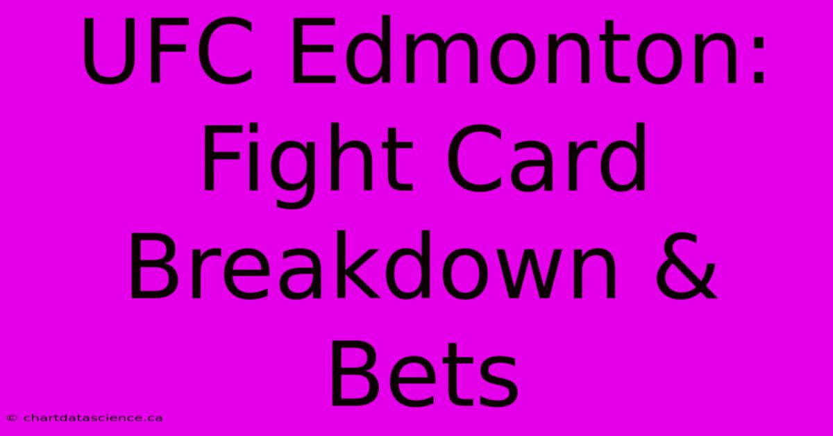 UFC Edmonton: Fight Card Breakdown & Bets