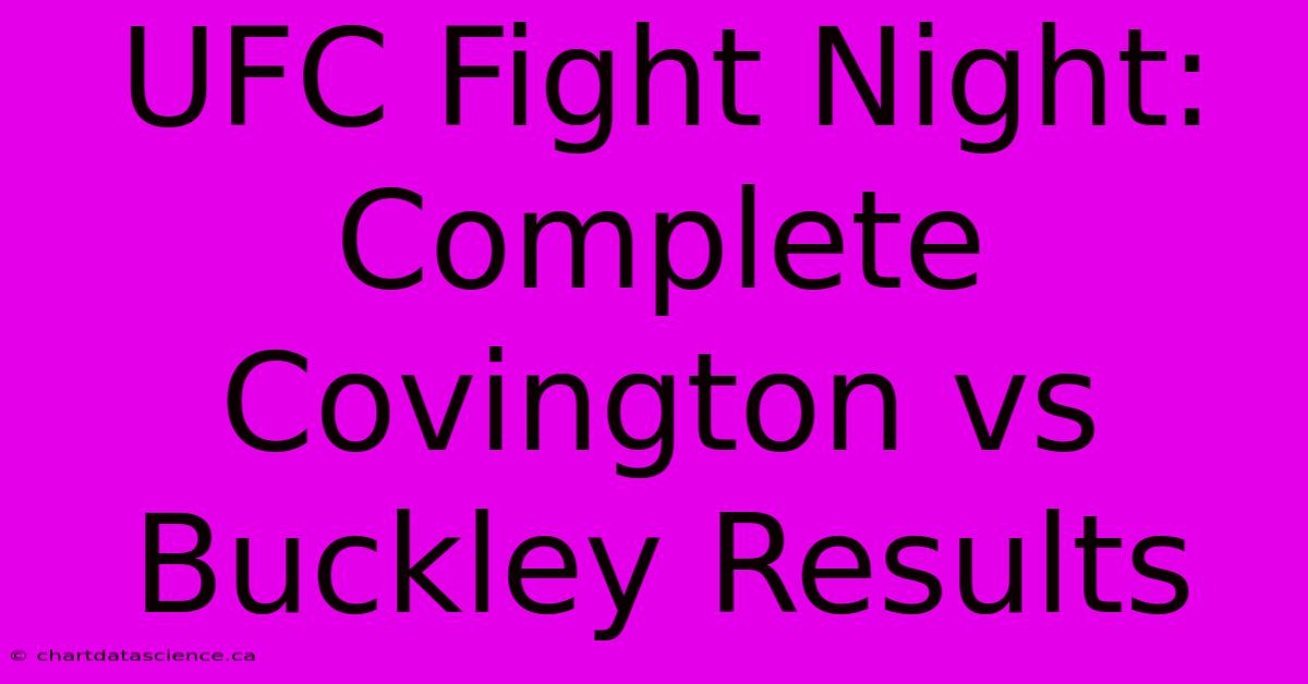 UFC Fight Night: Complete Covington Vs Buckley Results