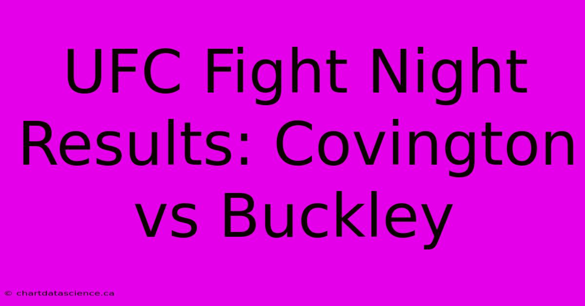 UFC Fight Night Results: Covington Vs Buckley