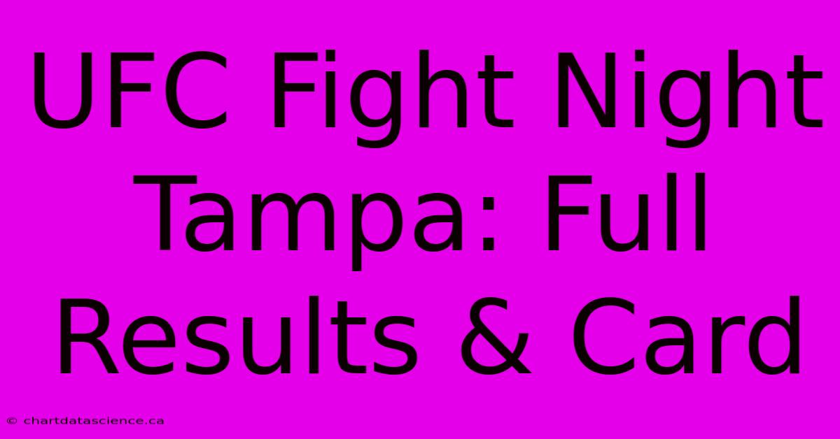 UFC Fight Night Tampa: Full Results & Card