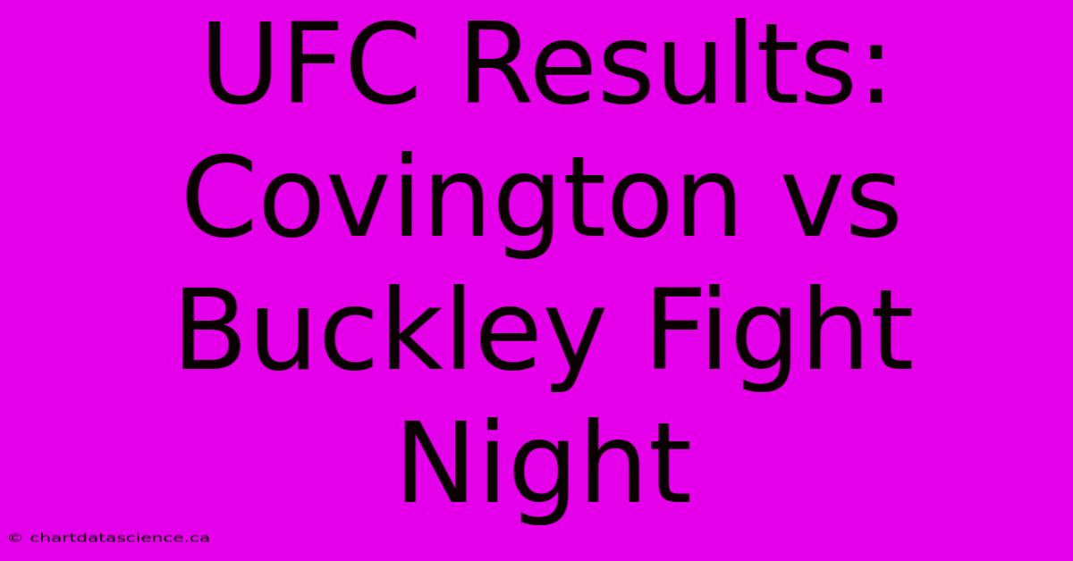 UFC Results: Covington Vs Buckley Fight Night