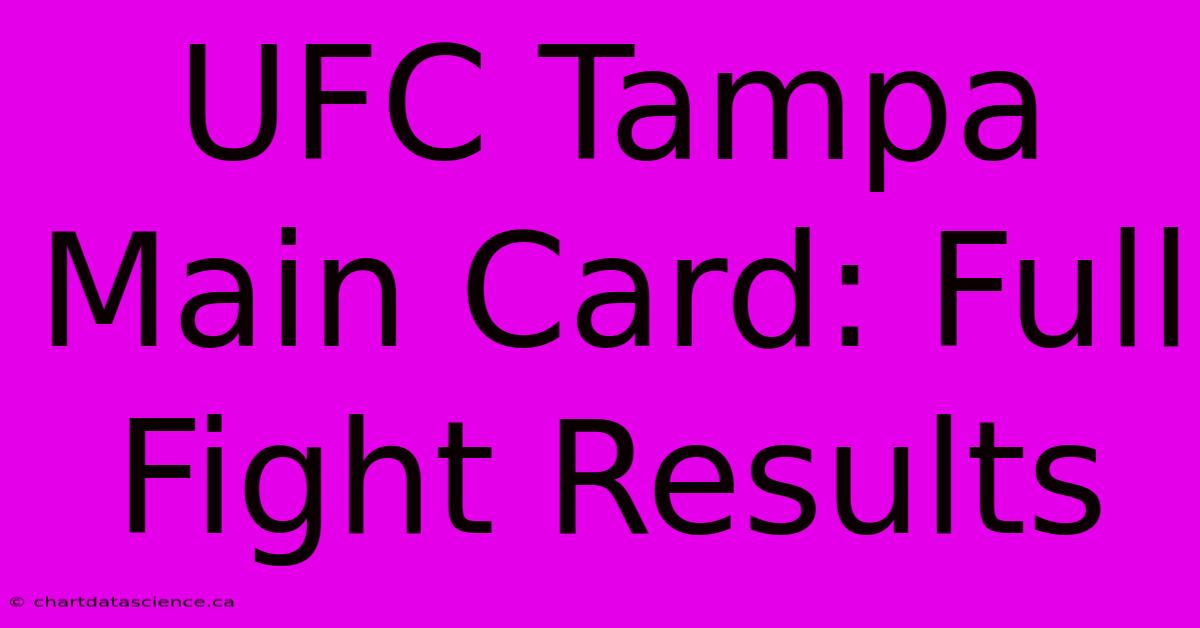 UFC Tampa Main Card: Full Fight Results