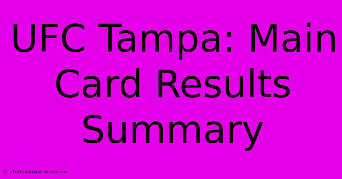 UFC Tampa: Main Card Results Summary