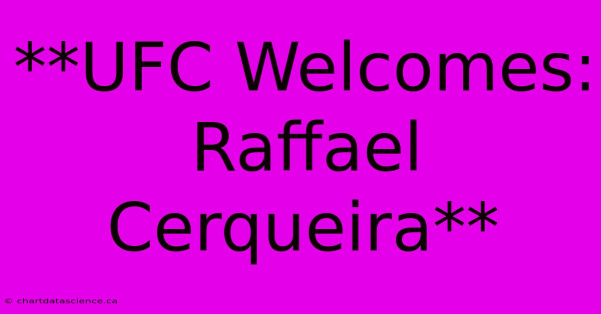 **UFC Welcomes: Raffael Cerqueira**