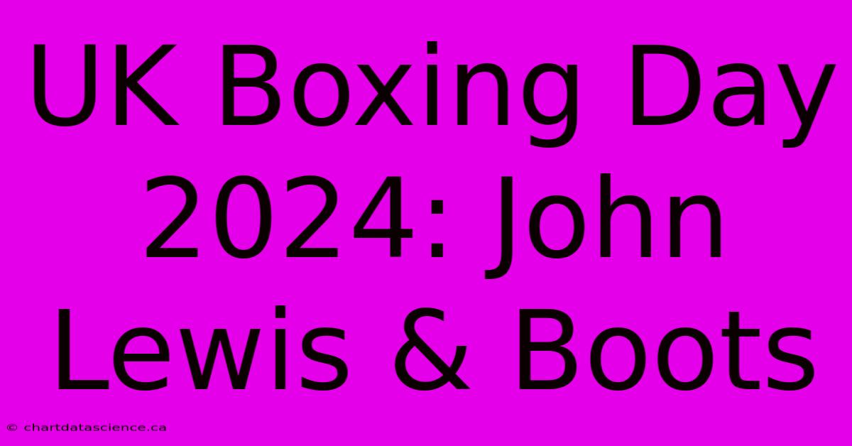 UK Boxing Day 2024: John Lewis & Boots