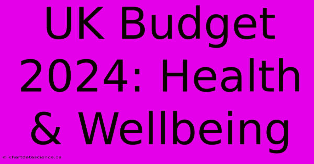 UK Budget 2024: Health & Wellbeing