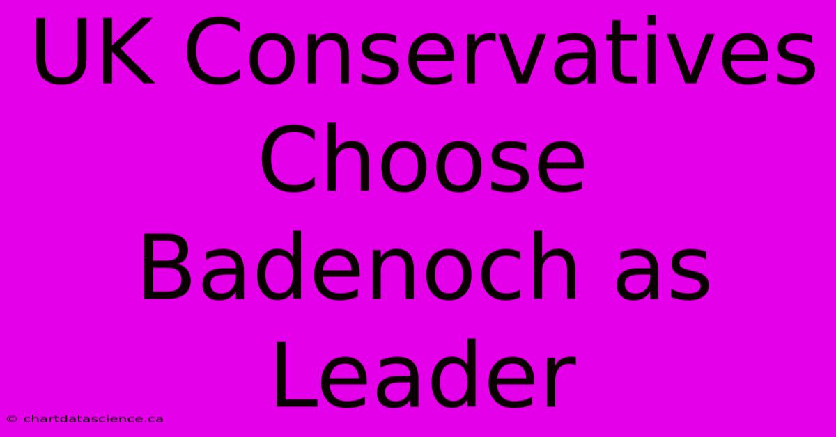 UK Conservatives Choose Badenoch As Leader