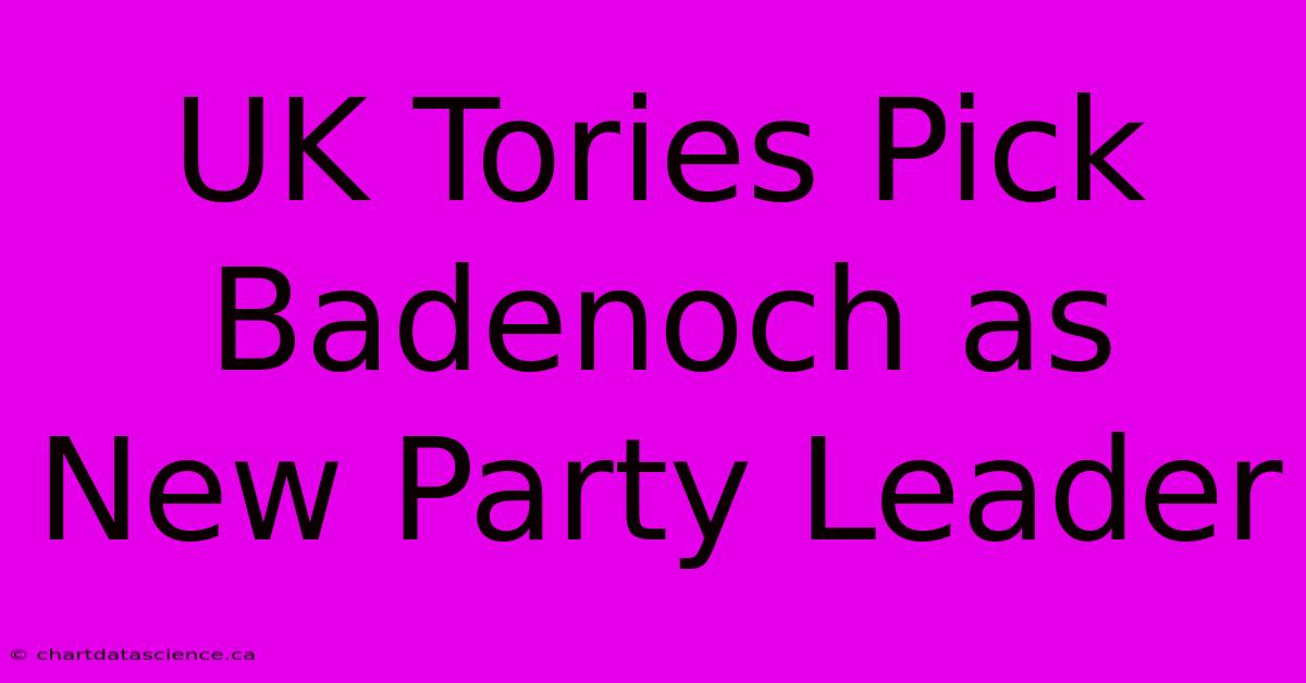 UK Tories Pick Badenoch As New Party Leader