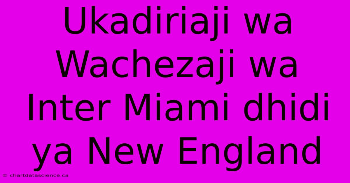 Ukadiriaji Wa Wachezaji Wa Inter Miami Dhidi Ya New England